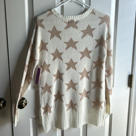 Rampage Sweater Knit Top Women Medium Long Sleeve with Champagne Shimmer Stars - Picture 3 of 8